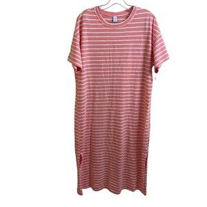 Old Navy Dress Shirt Women's Size Large Orange Pullover Short Sleeve Crew Neck